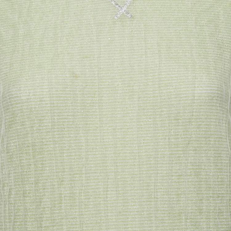 Pre Owned Louis Vuitton Green Lurex Knit Long Sleeve Pullover XS