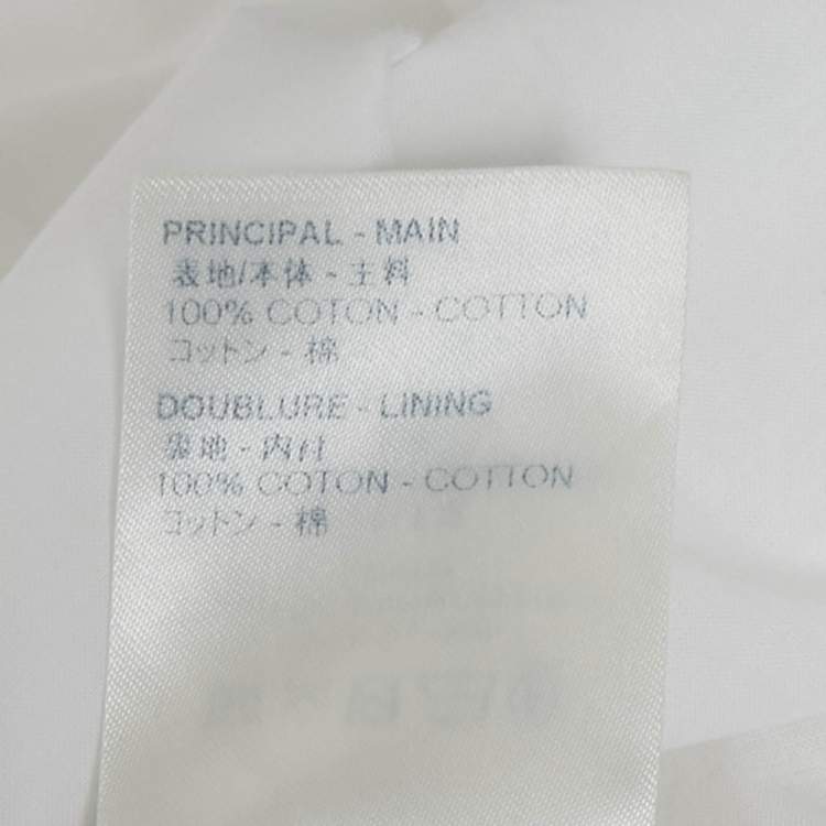 Pre Owned Louis Vuitton White Logo Dobby Cotton Ruffled Mini Dress M