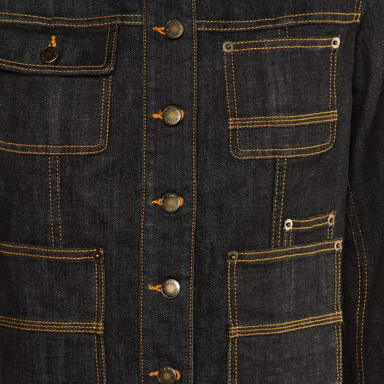 Pre Owned Louis Vuitton Black Denim Button Front Jacket M