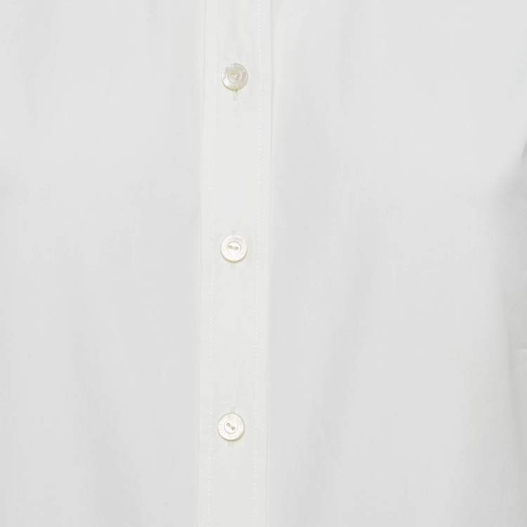 Pre Owned Louis Vuitton White Logo Embellished Cotton Button Front Shirt M