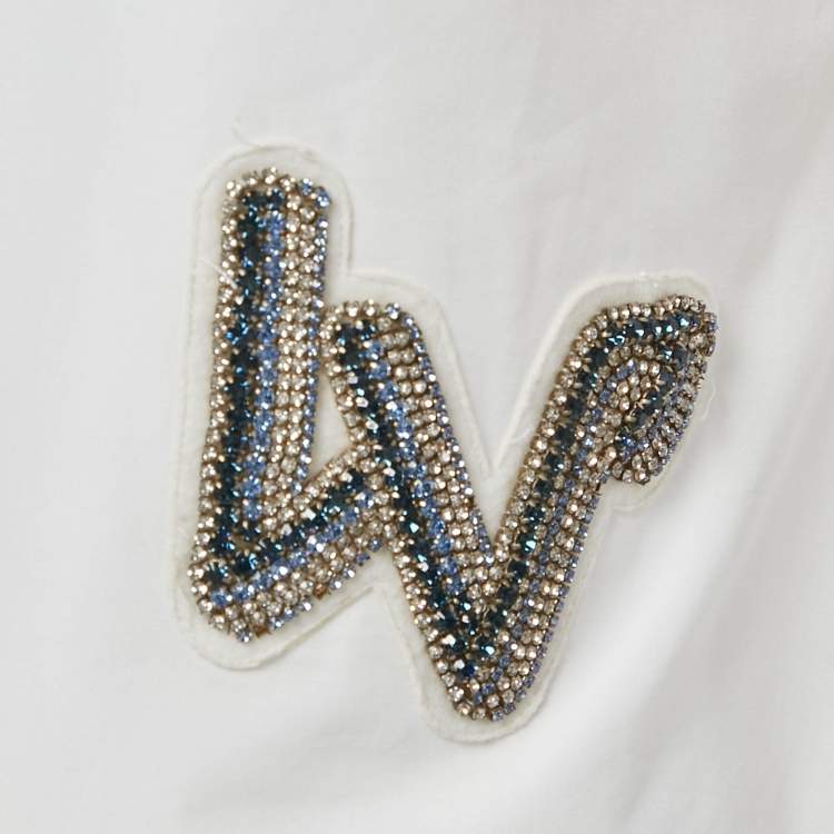 Pre Owned Louis Vuitton White Logo Embellished Cotton Button Front Shirt M