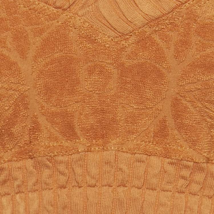 Pre Owned Louis Vuitton Orange Monogram Flower Towelling Crop Top S