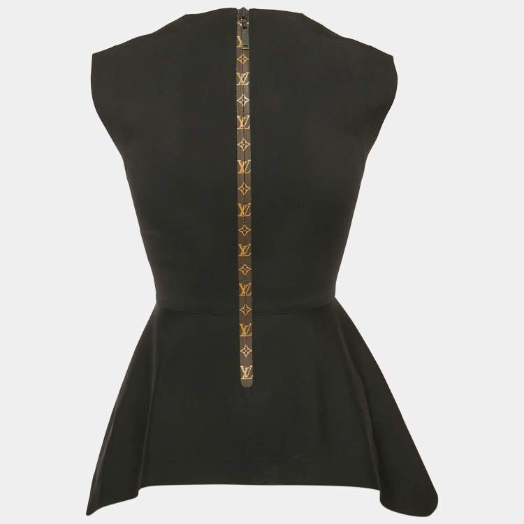 Pre Owned Louis Vuitton Black Jersey Peplum Top S