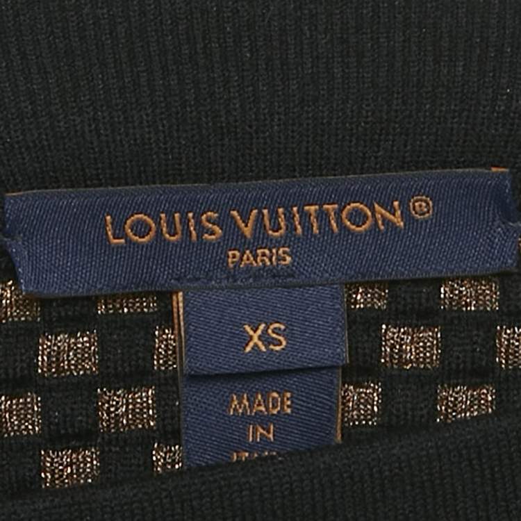 Pre Owned Louis Vuitton Black Check Lurex Knit Mini Skirt XS