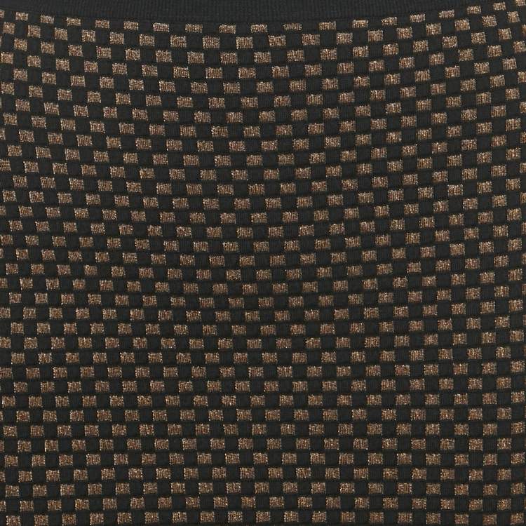 Pre Owned Louis Vuitton Black Check Lurex Knit Mini Skirt XS