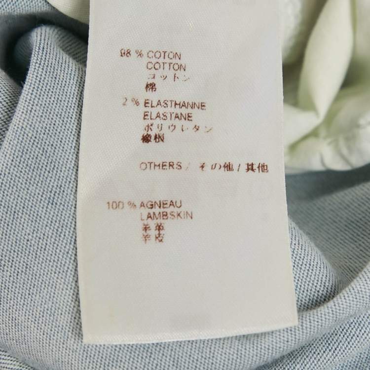 Pre Owned Louis Vuitton Blue Denim Logo Quilt Detail Mini Skirt M Waist: 29”