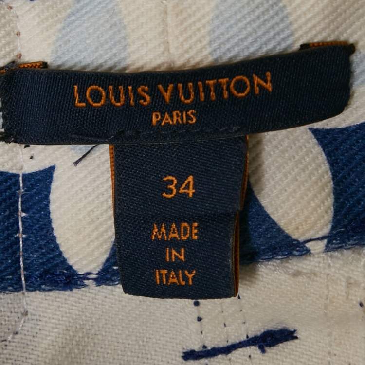 Pre Owned Louis Vuitton Blue Monogram Denim High Rise Jeans S Waist 23"