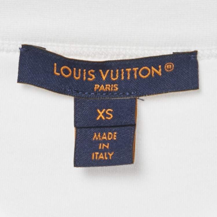 Pre Owned Louis Vuitton White LV Stamp Crop T-Shirt XS