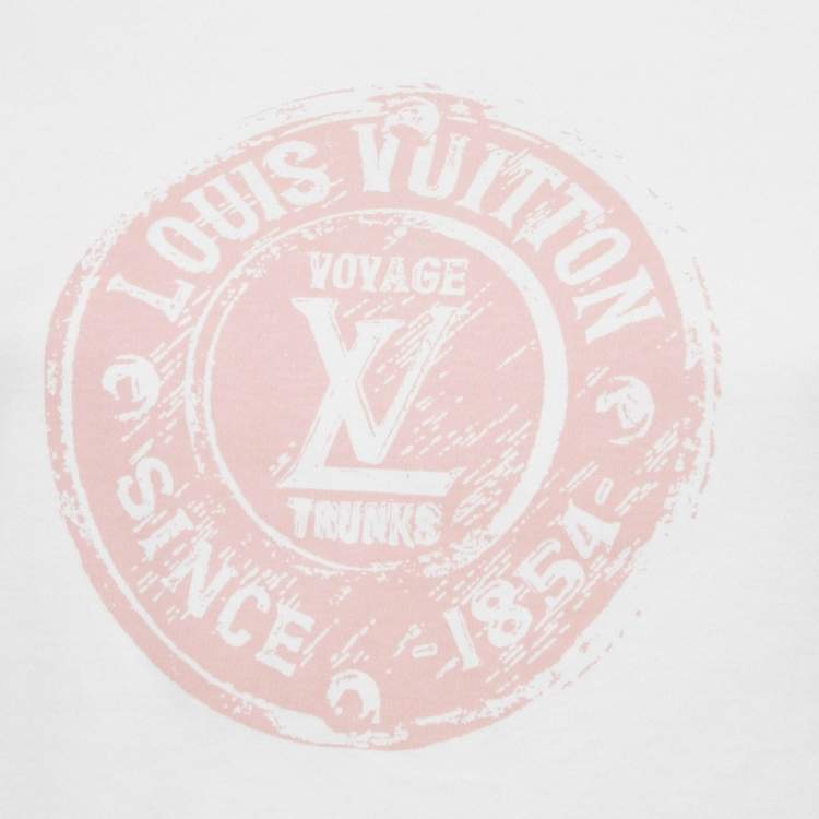 Pre Owned Louis Vuitton White LV Stamp Crop T-Shirt XS