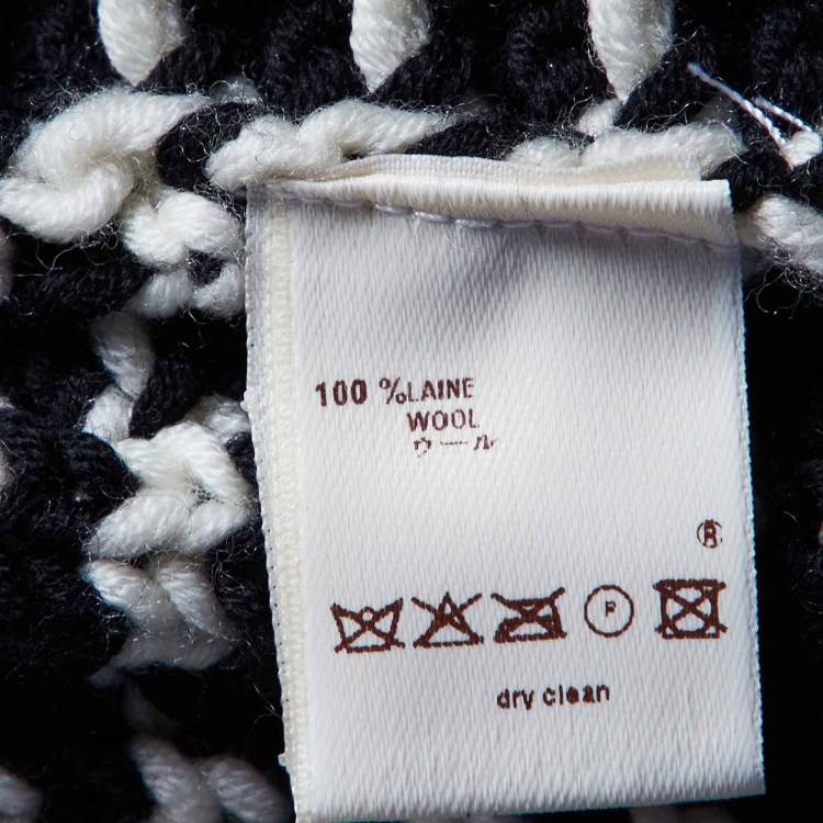 Pre Owned Louis Vuitton Monochrome Wool Knit Button Front Cardigan M