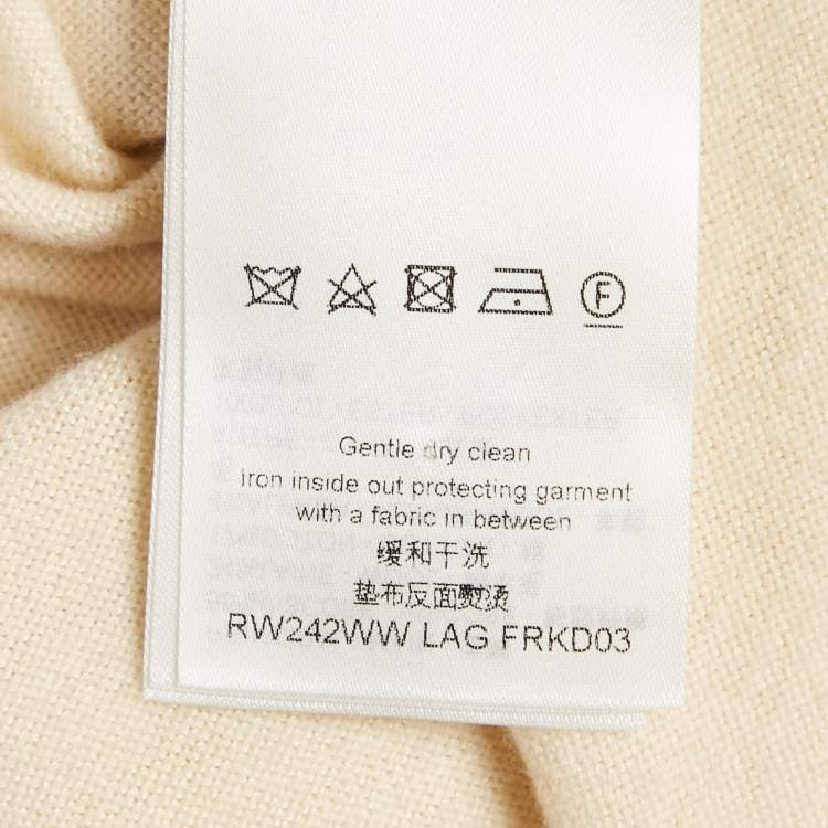 Pre Owned Louis vuitton Cream/Blue Applique Stretch Knit T-Shirt Dress L
