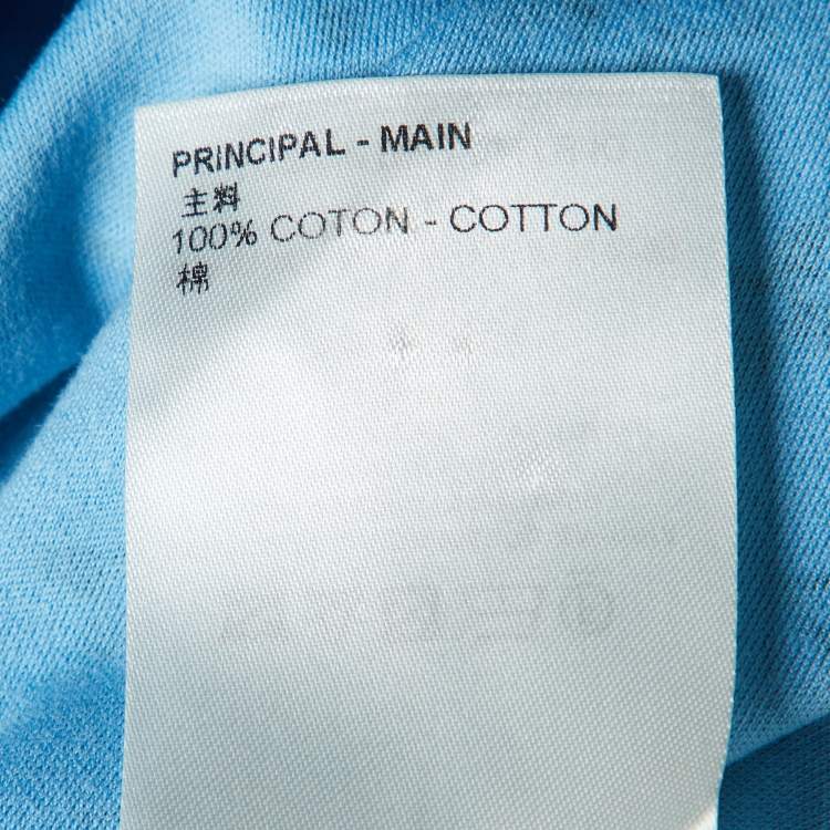 Pre Owned Louis Vuitton Blue Logo Printed Cotton Knit T-Shirt S