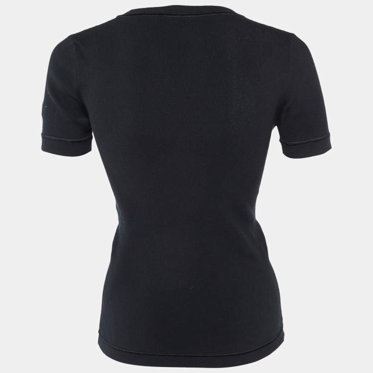 Pre Owned بلوزة لوي فيتون أسود محبوك مزين مقاس صغير (سمول)