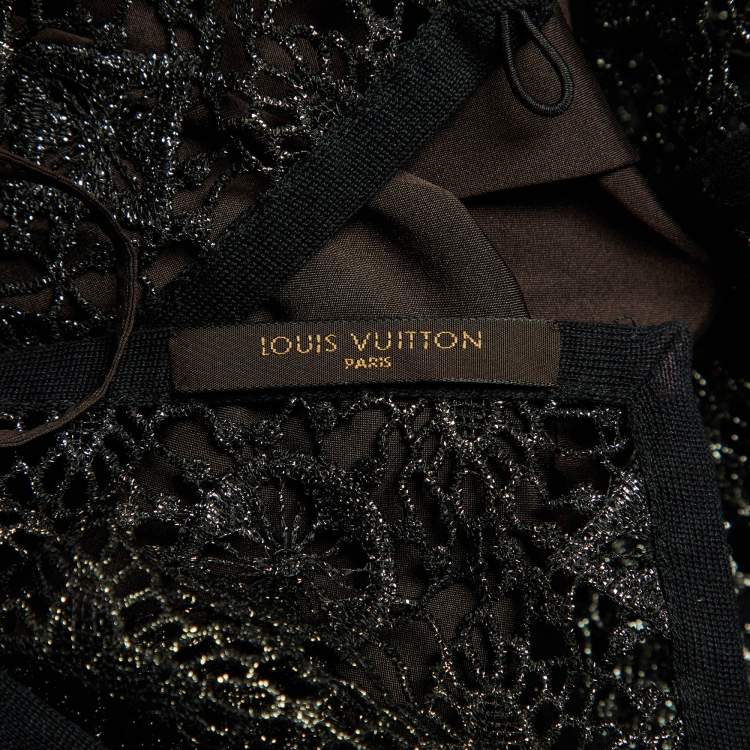 Pre Owned Louis Vuitton Black Metallic Lace Top M