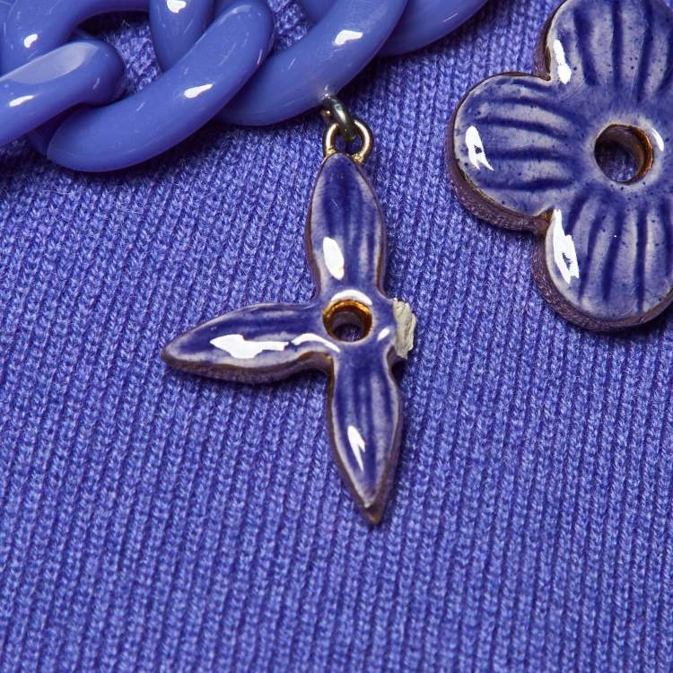 Pre Owned Louis Vuitton Lavender Cashmere Neck Chain Detail Sleeveless Top S