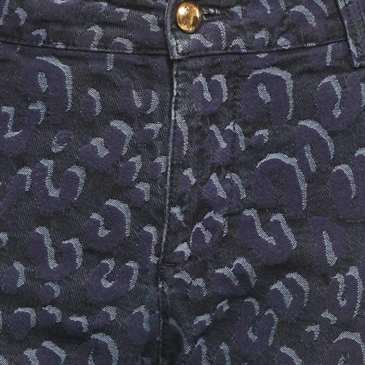 Pre Owned Louis Vuitton Blue Jacquard Denim Jeans M Waist 30"
