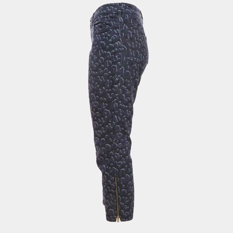 Pre Owned Louis Vuitton Blue Jacquard Denim Jeans M Waist 30"