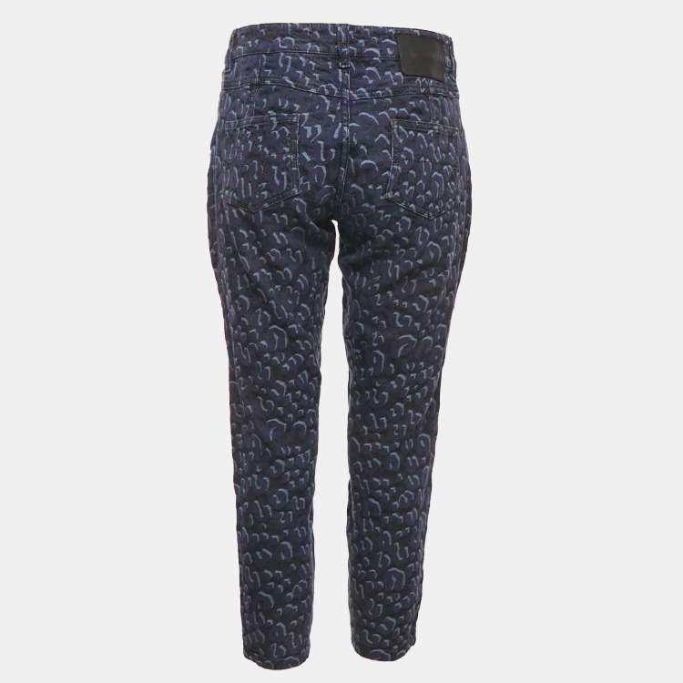 Pre Owned Louis Vuitton Blue Jacquard Denim Jeans M Waist 30"