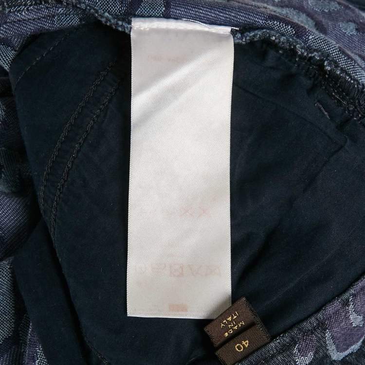 Pre Owned Louis Vuitton Blue Jacquard Denim Jeans M Waist 30"