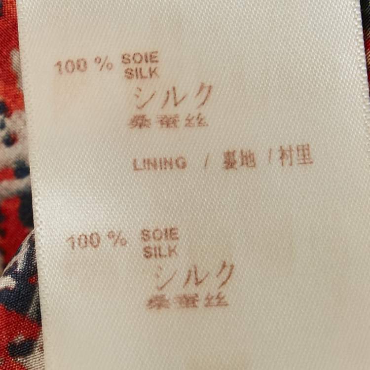 Pre Owned Louis Vuitton Red Abstract Print Silk Top S 