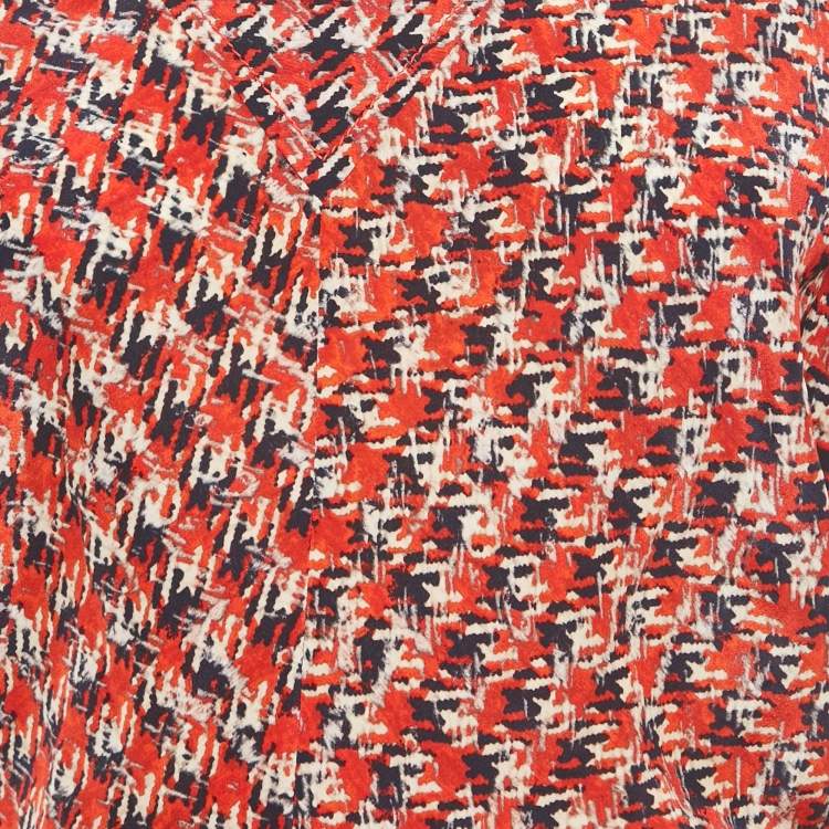 Pre Owned Louis Vuitton Red Abstract Print Silk Top S 