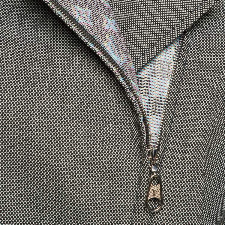 Pre Owned Louis Vuitton Monochrome Wool Blend Cropped Zip Up Jacket S 