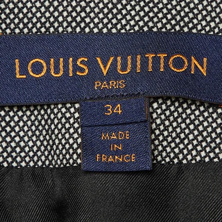 Pre Owned Louis Vuitton Monochrome Wool Blend Cropped Zip Up Jacket S 