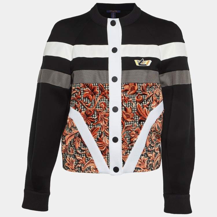 Pre Owned Louis Vuitton Black Cotton Blend Patchwork Bomber Jacket XS
