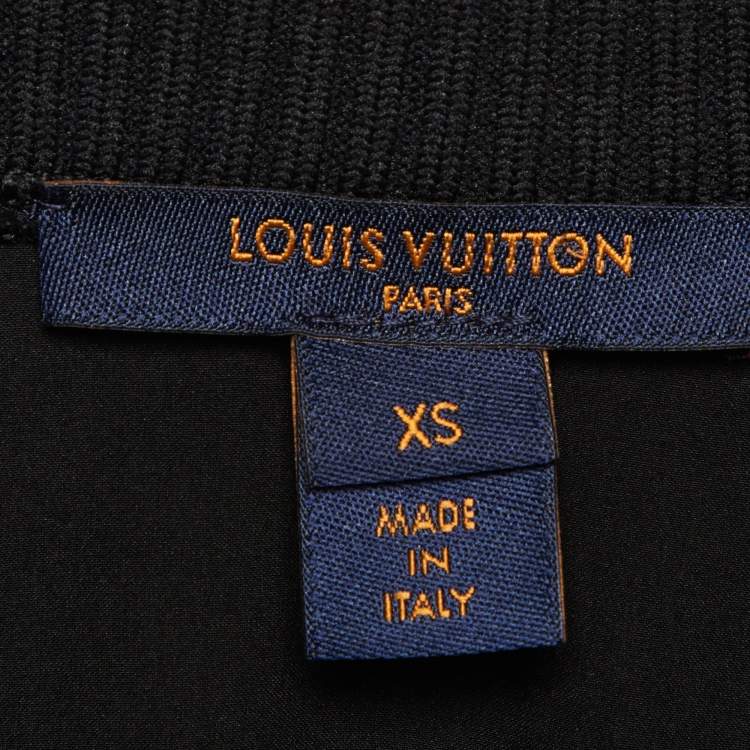 Pre Owned Louis Vuitton Black Cotton Blend Patchwork Bomber Jacket XS