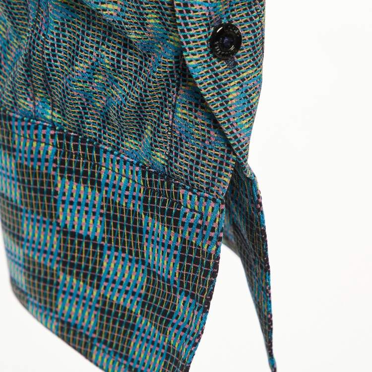 مملوكة مسبقًا Louis Vuitton Blue Logo Print Silk Button Front Shirt S