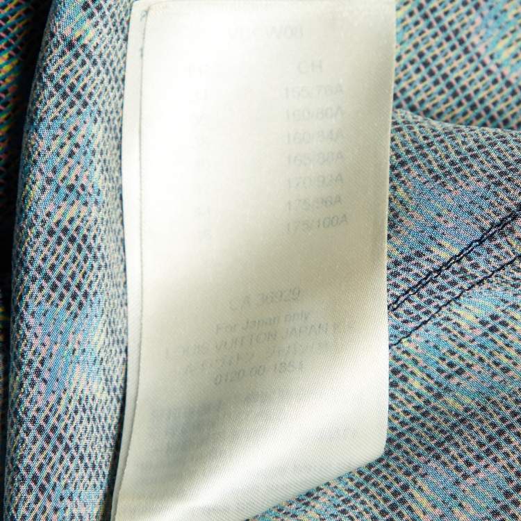 مملوكة مسبقًا Louis Vuitton Blue Logo Print Silk Button Front Shirt S