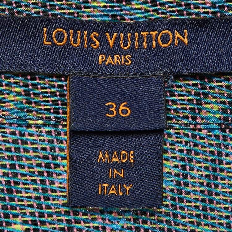 مملوكة مسبقًا Louis Vuitton Blue Logo Print Silk Button Front Shirt S