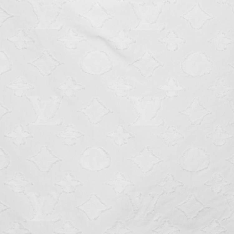 Pre Owned Louis Vuitton white Monogram Fil Coupe Cotton Frill Blouse S