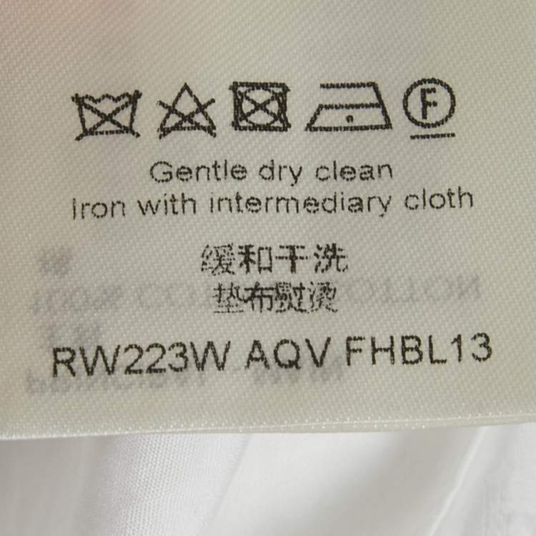 Pre Owned Louis Vuitton white Monogram Fil Coupe Cotton Frill Blouse S