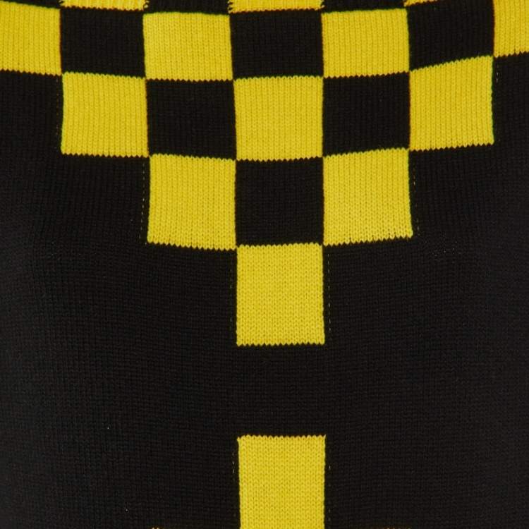 Pre Owned Louis Vuitton Black Checkerboard Wool & Cashmere Sweater XS