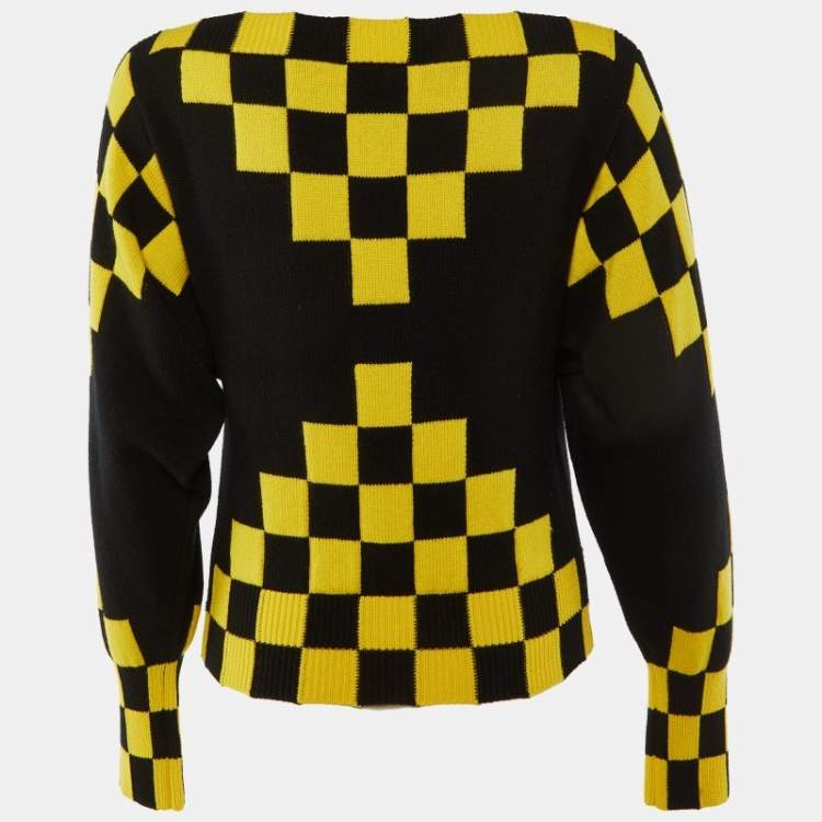 Pre Owned Louis Vuitton Black Checkerboard Wool & Cashmere Sweater XS