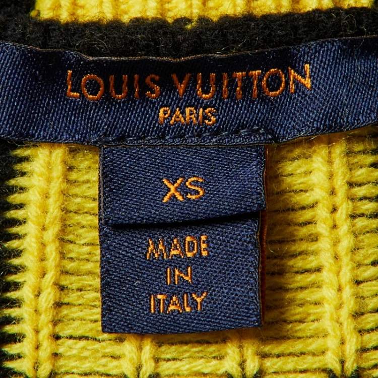 Pre Owned Louis Vuitton Black Checkerboard Wool & Cashmere Sweater XS