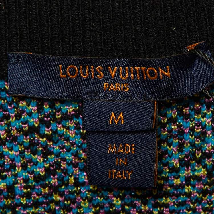 Pre Owned Louis Vuitton Blue Monogram Wool & Silk Bomber Jacket M