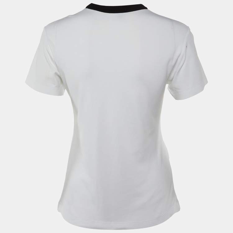 Pre Owned Louis Vuitton White Logo Print Cotton Crew Neck T-Shirt S
