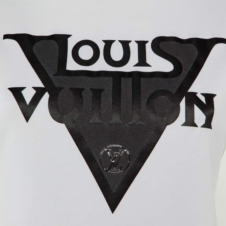 Pre Owned Louis Vuitton White Logo Print Cotton Crew Neck T-Shirt S
