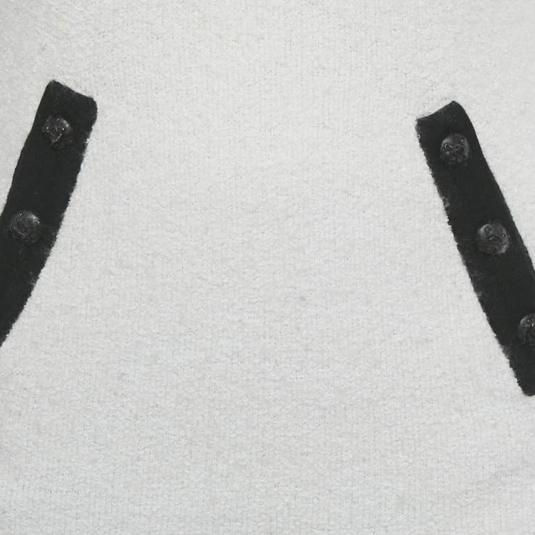 Pre Owned Louis Vuitton White Knit Long Sleeve Hoodie M