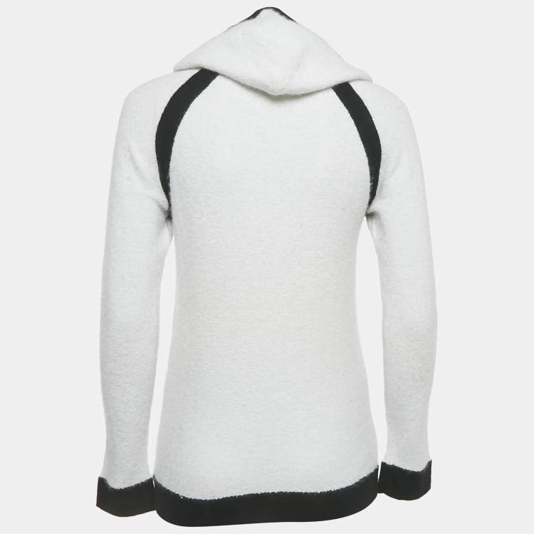 Pre Owned Louis Vuitton White Knit Long Sleeve Hoodie M