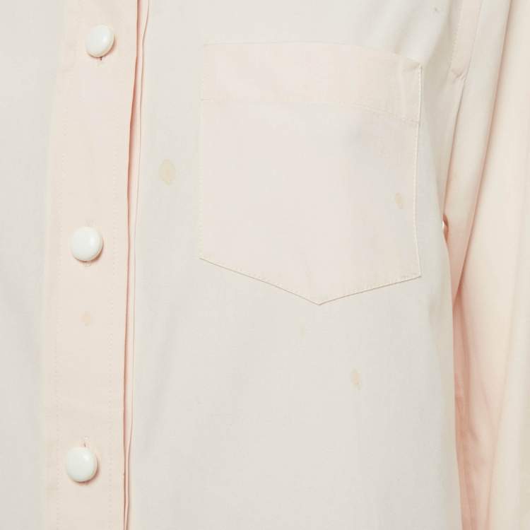 Pre Owned Louis Vuitton Peach/Light Orange Cotton Detachable Collar Shirt M