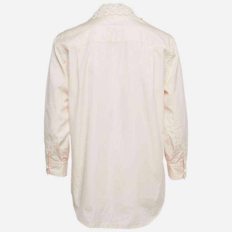 Pre Owned Louis Vuitton Peach/Light Orange Cotton Detachable Collar Shirt M