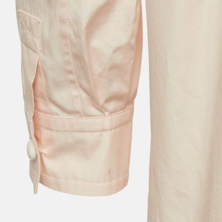 Pre Owned Louis Vuitton Peach/Light Orange Cotton Detachable Collar Shirt M