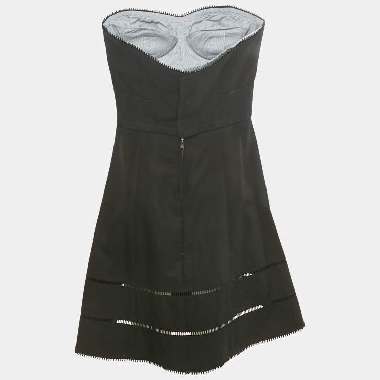 Pre Owned Louis Vuitton Black Cotton Strapless Mini Dress M