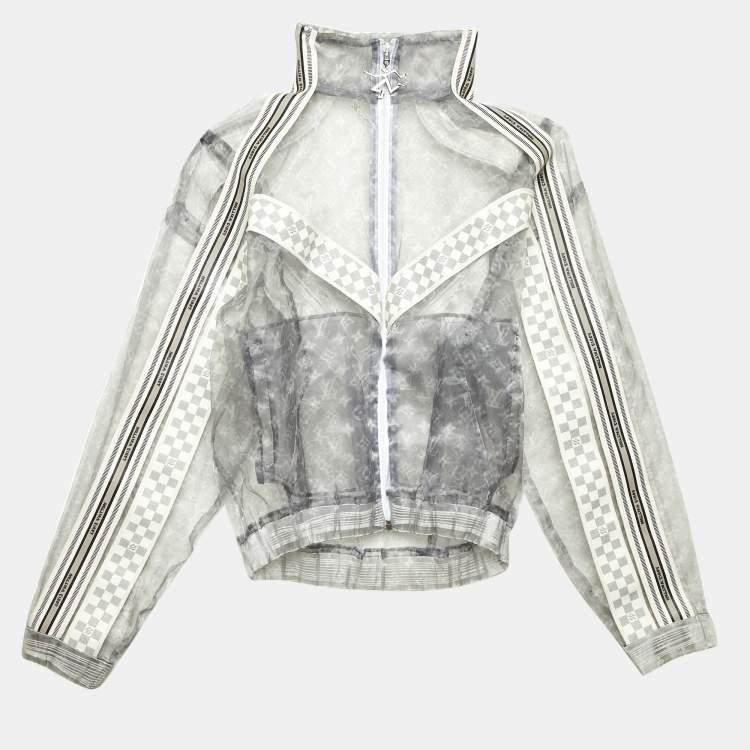 Pre Owned Louis Vuitton Grey Monogram Organza Zip Up Jacket S