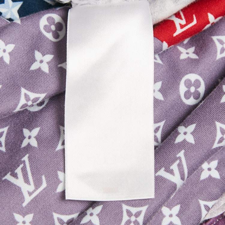 Pre Owned Louis Vuitton Purple Monogram Print Jersey T-Shirt L