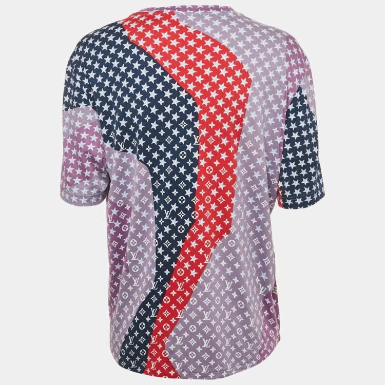Pre Owned Louis Vuitton Purple Monogram Print Jersey T-Shirt L