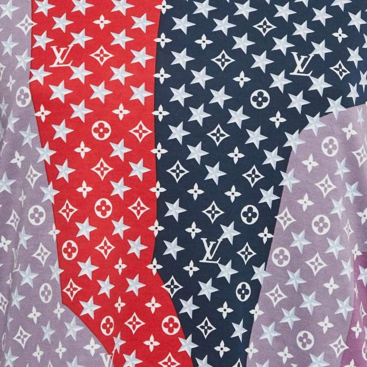 Pre Owned Louis Vuitton Purple Monogram Print Jersey T-Shirt L